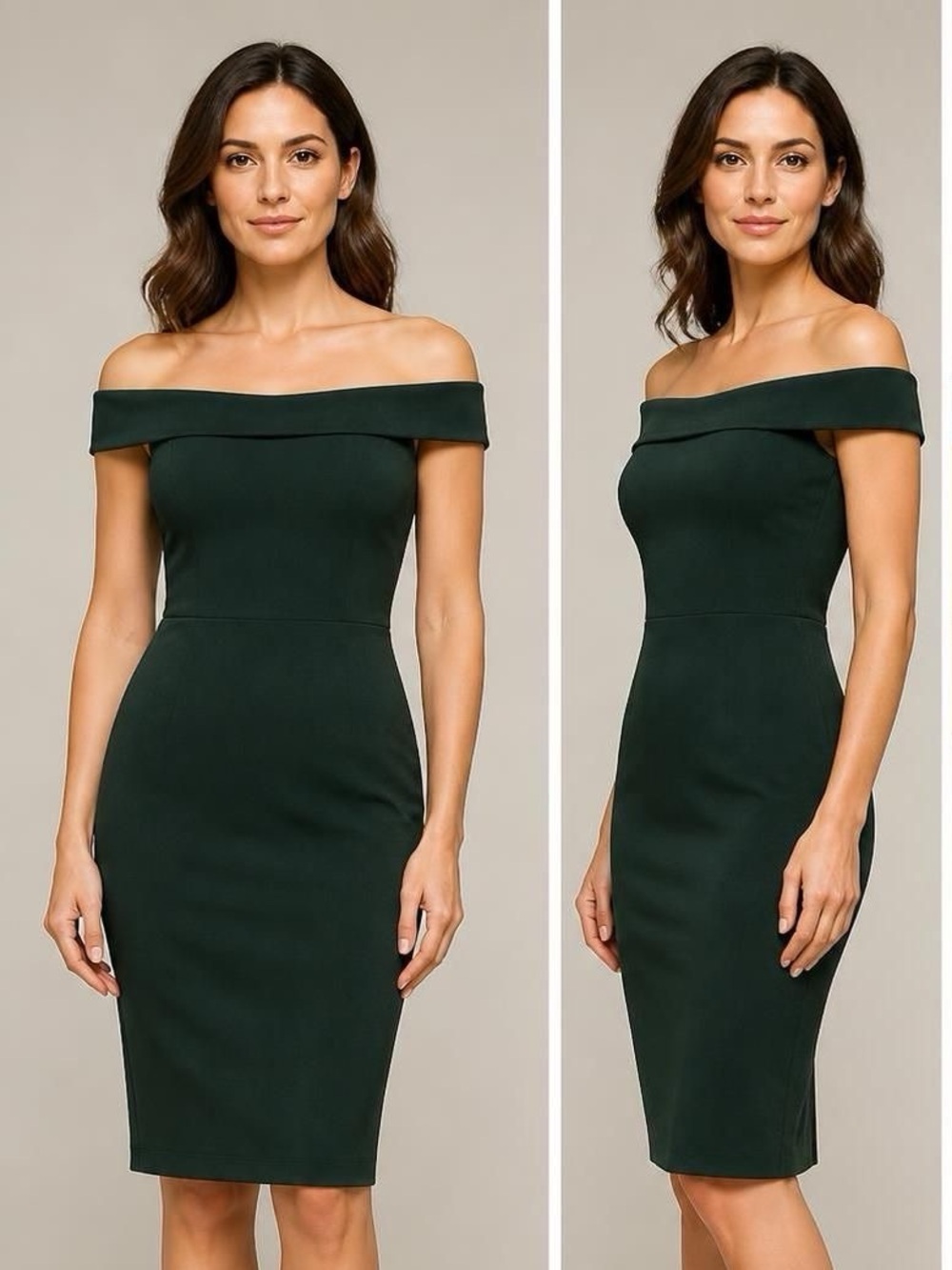 Lulus Off-Shoulder Forest Green Sheath Dress